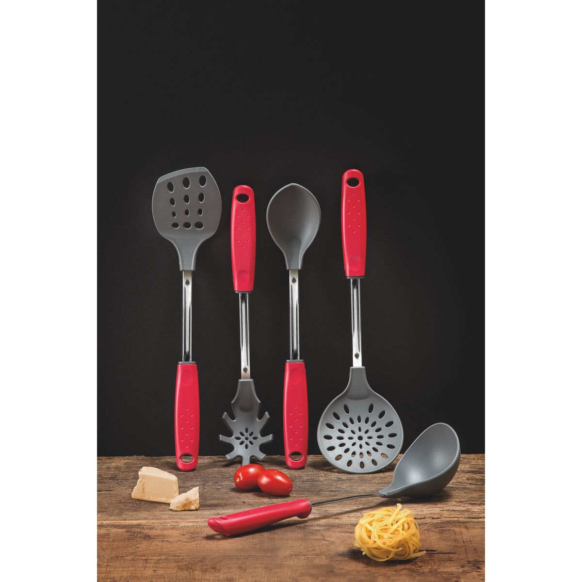 Tramontina basting spoon with red handle